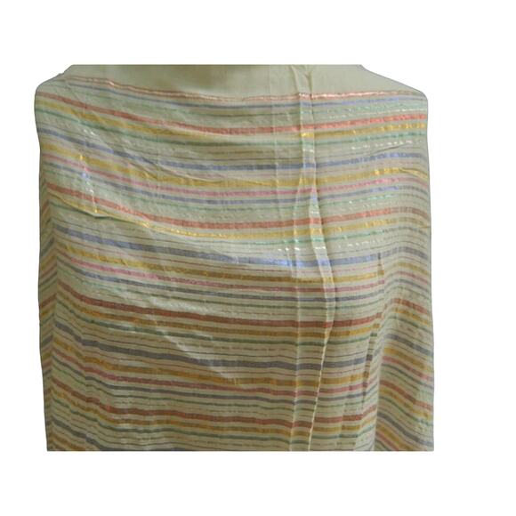 Vintage Extra Large Rectangular Cream and Metallic Striped Scarf - Picture 3 of 5